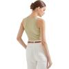imageSUUKSESS Women Sexy Ribbed Square Neck Tank Tops with Built in Bra Summer Cotton Sleeveless Crop Going Out CamiGreen