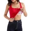 imageSUUKSESS Women Sexy Ribbed Square Neck Tank Tops with Built in Bra Summer Cotton Sleeveless Crop Going Out CamiRed