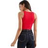 imageSUUKSESS Women Sexy Ribbed Square Neck Tank Tops with Built in Bra Summer Cotton Sleeveless Crop Going Out CamiRed