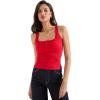 imageSUUKSESS Women Sexy Ribbed Square Neck Tank Tops with Built in Bra Summer Cotton Sleeveless Crop Going Out CamiRed