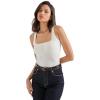 imageSUUKSESS Women Sexy Ribbed Square Neck Tank Tops with Built in Bra Summer Cotton Sleeveless Crop Going Out CamiWhite