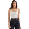 imageSUUKSESS Women Sexy Ribbed Square Neck Tank Tops with Built in Bra Summer Cotton Sleeveless Crop Going Out CamiWhite