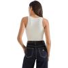 imageSUUKSESS Women Sexy Ribbed Square Neck Tank Tops with Built in Bra Summer Cotton Sleeveless Crop Going Out CamiWhite