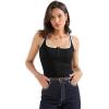 imageSUUKSESS Women Sexy Ribbed Square Neck Tank Tops with Built in Bra Summer Cotton Sleeveless Crop Going Out CamiWhiteblack