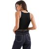 imageSUUKSESS Women Sexy Ribbed Square Neck Tank Tops with Built in Bra Summer Cotton Sleeveless Crop Going Out CamiWhiteblack