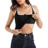 imageSUUKSESS Women Sexy Ribbed Square Neck Tank Tops with Built in Bra Summer Cotton Sleeveless Crop Going Out CamiWhiteblack