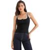 imageSUUKSESS Women Sexy Ribbed Square Neck Tank Tops with Built in Bra Summer Cotton Sleeveless Crop Going Out CamiWhiteblack
