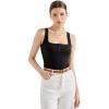 imageSUUKSESS Women Sexy Ribbed Square Neck Tank Tops with Built in Bra Summer Cotton Sleeveless Crop Going Out CamiBlack