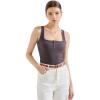 imageSUUKSESS Women Sexy Ribbed Square Neck Tank Tops with Built in Bra Summer Cotton Sleeveless Crop Going Out CamiDark Gray