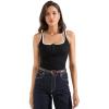 imageSUUKSESS Women Sexy Ribbed Square Neck Tank Tops with Built in Bra Summer Cotton Sleeveless Crop Going Out CamiWhiteblack