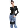 imageSUUKSESS Women Button Down Ribbed Tops Long Sleeve Going Out Fitted Modal ShirtBlack