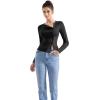 imageSUUKSESS Women Button Down Ribbed Tops Long Sleeve Going Out Fitted Modal ShirtBlack