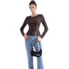 imageSUUKSESS Women Button Down Ribbed Tops Long Sleeve Going Out Fitted Modal ShirtBrown