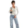 imageSUUKSESS Women Button Down Ribbed Tops Long Sleeve Going Out Fitted Modal ShirtCream White