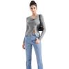 imageSUUKSESS Women Button Down Ribbed Tops Long Sleeve Going Out Fitted Modal ShirtGrey