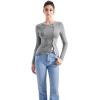 imageSUUKSESS Women Button Down Ribbed Tops Long Sleeve Going Out Fitted Modal ShirtGrey