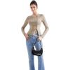 imageSUUKSESS Women Button Down Ribbed Tops Long Sleeve Going Out Fitted Modal ShirtKhaki
