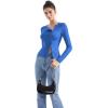 imageSUUKSESS Women Button Down Ribbed Tops Long Sleeve Going Out Fitted Modal ShirtSapphire