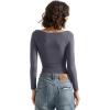imageSUUKSESS Women Crew Neck Long Sleeve T Shirts Double Lined Tight Fitted Crop TopAsh
