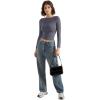 imageSUUKSESS Women Crew Neck Long Sleeve T Shirts Double Lined Tight Fitted Crop TopAsh