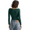 imageSUUKSESS Women Crew Neck Long Sleeve T Shirts Double Lined Tight Fitted Crop TopDark Green