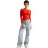 imageSUUKSESS Women Crew Neck Long Sleeve T Shirts Double Lined Tight Fitted Crop TopRed
