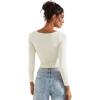 imageSUUKSESS Women Crew Neck Long Sleeve T Shirts Double Lined Tight Fitted Crop TopWhite