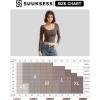 imageSUUKSESS Women Double Lined Fitted Basic T Shirts Scoop Neck Long Sleeve Crop TopAqua