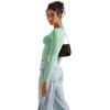 imageSUUKSESS Women Double Lined Fitted Basic T Shirts Scoop Neck Long Sleeve Crop TopAqua