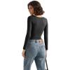 imageSUUKSESS Women Double Lined Fitted Basic T Shirts Scoop Neck Long Sleeve Crop TopBlack