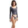 imageSUUKSESS Women Double Lined Fitted Basic T Shirts Scoop Neck Long Sleeve Crop TopNavy Blue