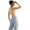imageSUUKSESS Women Double Lined Fitted Basic T Shirts Scoop Neck Long Sleeve Crop TopNude