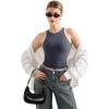 imageSUUKSESS Women High Neck Sleeveless Double Lined Summer Basic Crop Tank Tops 2025Ash