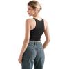 imageSUUKSESS Women High Neck Sleeveless Double Lined Summer Basic Crop Tank Tops 2025Black