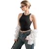 imageSUUKSESS Women High Neck Sleeveless Double Lined Summer Basic Crop Tank Tops 2025Black