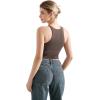 imageSUUKSESS Women High Neck Sleeveless Double Lined Summer Basic Crop Tank Tops 2025Brown