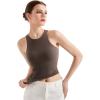 imageSUUKSESS Women High Neck Sleeveless Double Lined Summer Basic Crop Tank Tops 2025Brown