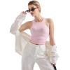 imageSUUKSESS Women High Neck Sleeveless Double Lined Summer Basic Crop Tank Tops 2025Pink