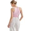 imageSUUKSESS Women High Neck Sleeveless Double Lined Summer Basic Crop Tank Tops 2025Pink