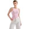 imageSUUKSESS Women High Neck Sleeveless Double Lined Summer Basic Crop Tank Tops 2025Pink