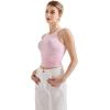 imageSUUKSESS Women High Neck Sleeveless Double Lined Summer Basic Crop Tank Tops 2025Pink