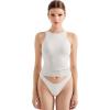 imageSUUKSESS Women High Neck Sleeveless Double Lined Summer Basic Crop Tank Tops 2025White