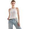 imageSUUKSESS Women High Neck Sleeveless Double Lined Summer Basic Crop Tank Tops 2025White