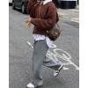 imageSUUKSESS Women Oversized Cable Knit Sweater Fall Long Sleeve Crew Neck Pullover Tops 2024Dark Brown