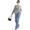 imageSUUKSESS Women Oversized Cable Knit Sweater Fall Long Sleeve Crew Neck Pullover Tops 2024Light Grey