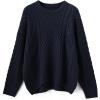 imageSUUKSESS Women Oversized Cable Knit Sweater Fall Long Sleeve Crew Neck Pullover Tops 2024Navy