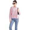 imageSUUKSESS Women Oversized Cable Knit Sweater Fall Long Sleeve Crew Neck Pullover Tops 2024Pink