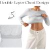 imageSUUKSESS Women Seamless Ribbed Long Sleeve Tops Boat Neck Modal Going Out Fitted ShirtBlack