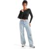 imageSUUKSESS Women Seamless Ribbed Long Sleeve Tops Boat Neck Modal Going Out Fitted ShirtBlack