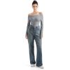 imageSUUKSESS Women Seamless Ribbed Long Sleeve Tops Boat Neck Modal Going Out Fitted ShirtGrey